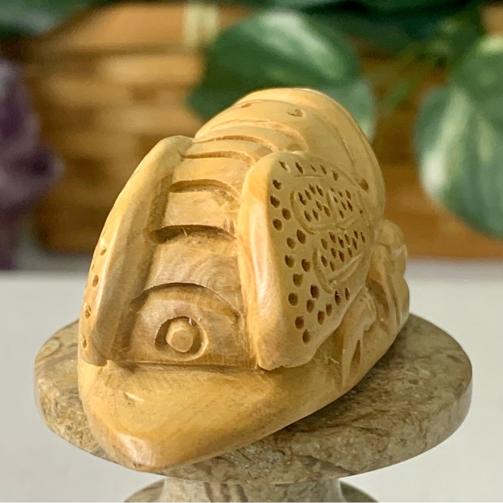 Vintage Netsuke Cicada Boxwood Carving Hand Carved Wood Insect Bug Figurine 2.7" - Picture 7 of 12
